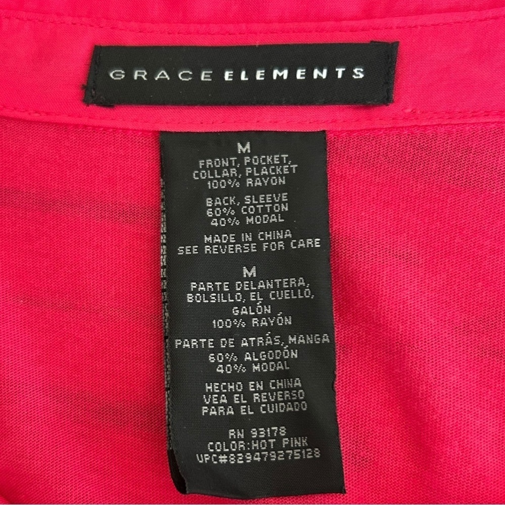 4/$20 Grace Elements Hot Pink Long Sleeve Shirtdress Popover Tunic Size Medium - Picture 3 of 4